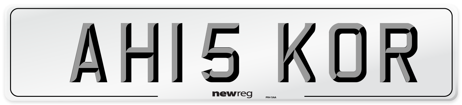 AH15 KOR Number Plate from New Reg